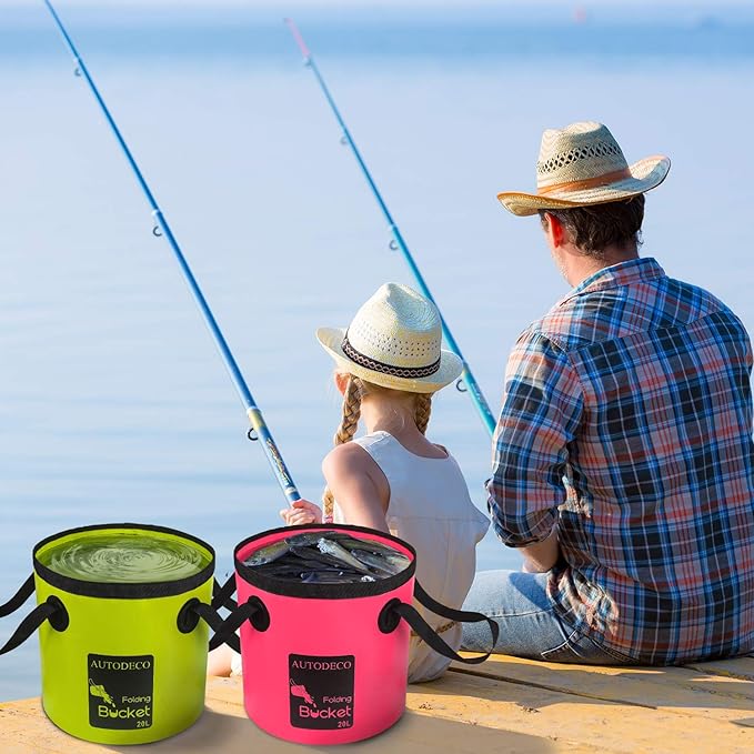 AUTODECO Collapsible Bucket 5 Gallon Container Folding Water Bucket Portable Wash Basin 20L