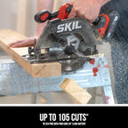 SKIL 20V Brushless 6-1/2In. Cordless Compact Circular Saw Kit for Wood Cutting including 2.0Ah Battery and Charger-CR6413B-11