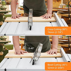 PioneerWorks 10 Inch Table Saw, 15A Multifunctional Saw With Stand & Push Stick, 90° Cross Cut & 0-45° Bevel Cut, 5000RPM, Adjustable Blade Height for Woodworking