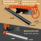 VVAAGG Flint and Steel Fire Starter Kit Survivor, 3/8" 1/2 inch Ferro Rods and Magnesium Rods with Paracord Handle