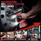 Cordless Impact Wrench 1107Ft-lbs(1500N·m) - 1/2" 21V High Torque Brushless Power Impact Gun with 2x4.0Ah Batteries & 6 Sockets & Fast Charger & Case for Car & Truck & RV & Heavy Duty Use