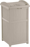 Suncast 4 Pack 15.75" x 16" x 31.6" Trash Hideaway 33 Gallon Resin Outdoor Commercial Garbage Container with Lid for Backyard, Deck, or Patio in Taupe