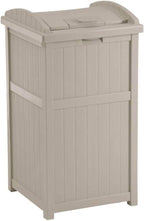 Suncast 4 Pack 15.75" x 16" x 31.6" Trash Hideaway 33 Gallon Resin Outdoor Commercial Garbage Container with Lid for Backyard, Deck, or Patio in Taupe