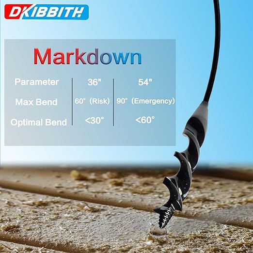 Flexible Installer Drill Bit for Pulling Wires Through Walls Ceilings and Sidewalks, 54-Inch Long, 3/4-Inch Auger with a Fish Eye Hole and Screw Point, 1/4" 3-Flat Anti-Slip Shank.