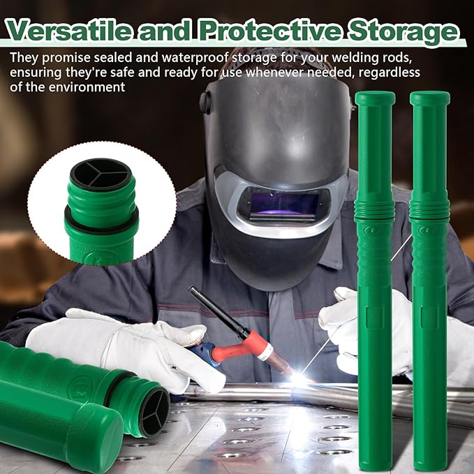 Tandefio 2 Pcs Welding Rod Storage 40 Inch Tig Rod Storage Canisters Welding Electrode Holder Airproof Waterproof Welding Rod Container (Green)