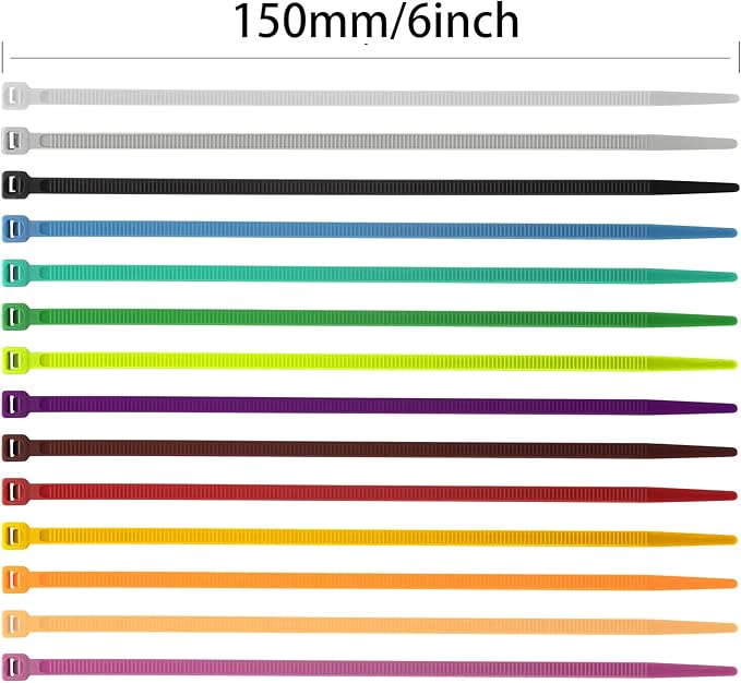 XINGO 100PCS Cable Zip Ties Heavy Duty, Premium Nylon Plastic Wire Ties with 50 Pounds Tensile Strength, Self-Locking Black Nylon Zip Ties for Indoor and Outdoor (6 inch, Gold)