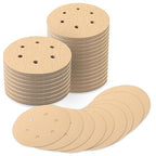 100 PCS 6 Inch Sanding Discs 220 Grit, 6 Hole Hook and Loop Round Sandpaper for Random Orbital Sander