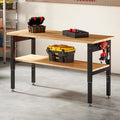 SPECRAFT Adjustable 2-Tier Workbench with 4 AC Outlet and 2 USB Ports Power Outlets, 2000 Lbs Capacity Heavy Duty Workbench, Rubber Wood Top for Garage, Workshop, Office（48x20in）