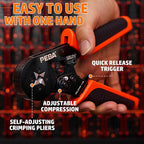 PEBA Ferrule Crimping Tool Kit - 24 Sizes Ferrules Terminals Purple Copper & Self-Adjusting Ratchet Square Crimper for AWG 28-7 Wire Ferrules - Perfect for Electrical Wiring, DIY Projects