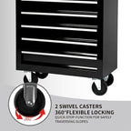 7-Drawer Heavy-Duty Rolling Tool Chest Cabinet with Lock Mobile Cart for Garage & Workshop, Black