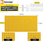 Metal Peg Board Panels for Workbench, Shop, Shed Modular Peg Board Organizer Board Kit, pegboard Wall Organizer(4 Pack, Yellow)