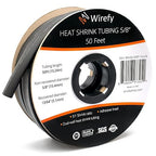 Wirefy 5/8" Heat Shrink Tubing - 3:1 Ratio - Adhesive Lined - a resistant Heat Shrink - Black - 50 Feet Roll