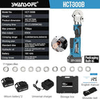 SWANSOFT Electric Hydraulic Crimping Tool,6Ton 6AWG-600MCM Rechargeable Hydraulic Crimper for Cu/Al Terminal, Crimp 20000 Times Wire Cable Lug Crimping Tool Kit (300B)