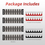 APIELE 25A Screw Terminal Block Covered 8 Position Dual Row 8 Position Pre-Insulated Terminal Barrier Strips (4PCS 25A 8P+4PCS Wiring Strips)