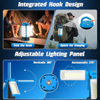 T-SUN Rechargeable Work Light with Stand, 6000K Camping Light with 4 LED Lamp Heads, 10400mAh Cordless Work Light for Job Sites, Emergency & Camping, Detachable Tripod & Storage Bag Included