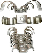 6pcs 20mm(7/9 inch) Double Line Clamp Heavy Duty 1 Hole Conduit Strap 304 Stainless Steel M-Type Pipe Strap For Wire Pipe Cord Installation