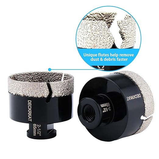 Diamond Hole Saw, 2-1/2" Hole Saw for Tiles Granite Marble Ceramic Glass Porcelain, 65mm Core Drill Bit with 5/8-11 Thread and 3/8” Hex Shank Adapter for Angle Grinders & Drills