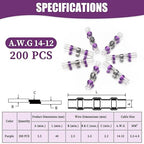 200PCS Purple Solder Seal Wire Connectors 14-12 AWG, Marine Grade Self Soldering Heat Shrink Wire Connectors Waterproof Insulated Electrical Butt Splice Wire Terminals for Automotive Boat Truck