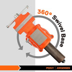 PONY Heavy Duty Bench Vise, 5-inch Jaw Width and Opening, 360-Degree Swivel Base With Anvil, Utility Combination Pipe Home Vise for Woodworking, One-Pair Vise Jaw Pad Included