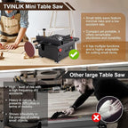 Mini Table Saw for Crafts, Portable Small Hobby Table Saw with 196 Accessories, Adjustable Speed & Angle, All-in-One Cutting, Sanding, Engraving for Wood, Plastic, PCB, Acrylic (Liftable)