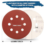 5 Inch 8 Hole Sanding Discs, 100 PCS 1000 Grit Hook and Loop Sandpaper, Round Aluminum Oxide Sand Paper Discs for Random Orbital Sander