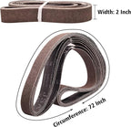 2 x 72 Inch Sanding Belts, 60/80/120/240/400/600 Grit Aluminum Oxide Metal Sanding Belts Assortment, 2x72 Grinding Belts for Knife Sharpening Metal Working, 6 Pack(2x72in)