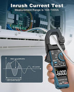 Clamp Meter DURFICST Digital Inrush Clamp Multimeter AC/DC 1000A 6000 Counts Amp Voltage Tester with VFD, LOZ Mode,Measures AC/DC Current Voltage NCV Temperature Resistance Capacitance Frequency