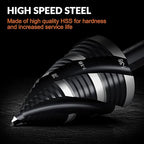 THINKWORK Four Spiral Flute Step Drill Bit Set, 5 Pcs HSS Step Drill Bits (1/8"-1-3/8") Unibit Step Drill Bit, 1/4" and 3/8" Shank Step Bits for Aluminum, Wood, Plastic, Metal