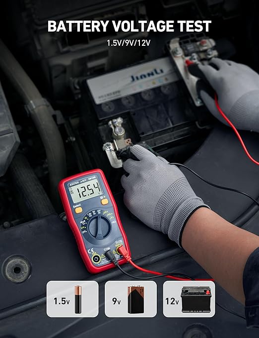 AstroAI Digital Multimeter, Voltmeter 1.5v/9v/12v Battery Voltage Tester Auto-Ranging/Ohmmeter/DMM with NCV Function, Accurately Measures Voltage Current Amp Resistance Capacitance