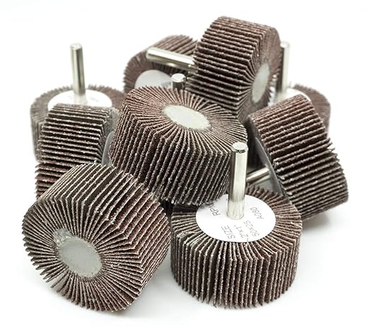 Benchmark Abrasives Aluminum Oxide 2 Inch Flap Wheel - 1” Length 1/4" Shank Mounted Sander for Deburring, Sanding, Grinding, Paint Removal - Polishing Wheel for Drill & Grinder (10 Pack) - 40 Grit