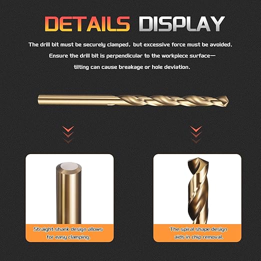 Drill Bit, 3/32" Cutting Diameter (2.381mm), 4241 HSS Black and Gold 118° Cutting Angle Versatile Jobber Bits - (Applications: for Drilling Plastic Wood Soft Thin Metal), 12-Pieces