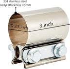Butt Joint Band Clamps,Exhaust Muffler Clamp Exhaust Pipe Clamps Sleeve Stainless Steel (2, 2.5'')