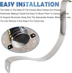 NGe 6Inch Rigid Pipe Strap Clamp U Bracket Tube Strap Tension Clips Two Holes Tube Straps Stainless Steel Silver,for Pipe Fixing(3Pcs)