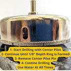 Drilax 4-1/2" Diamond Hole Saw | 1.5" Cutting Depth | Removable Pilot Pin & Triangular 3/8" Shank | Drilling for Ceramic, Porcelain, Tile, Quartz, Granite, Marble | Pipes, Ducts & Recessed Lighting