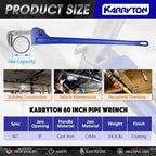60 Inch Pipe Wrench, Cr-Mo Jaw Opening 9"/228mm Adjustable Heavy Duty Cast Iron Straight Handle Plumbing Wrench, Perfect Plumbers Tool for Oil Field, Plumbing, Construction and Mechanics