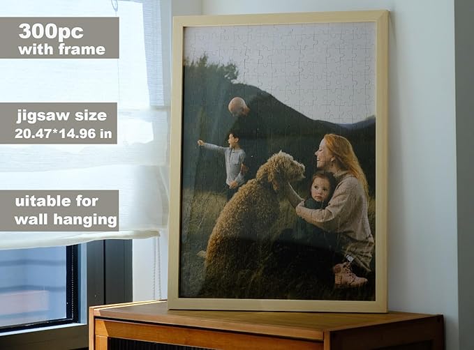 Photo Puzzles for Gift, Pets, Festivals, Weddings, Family Gatherings, Adult Customized Puzzles Jigsaw (Vertical or Horizontal) (None) (300.PC with Frame (Vertical/Horizontal))