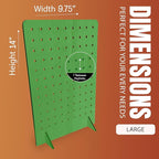 Torched Pegboard Display Stand for Jewelry, Craft Shows, Selling, Vendor Events, Tools, Peg Board Accessories Rack Organizer, Large 9.75" L x 4.3" W x 14" H, Green