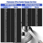 2Pcs High-Precision Feeler Gauge Set - 32-Blade Straight and 16-Blade Offset Filler Gauge, Dual Marked SAE & Metric Feeler Gauges for Valves, Spark Plug, Engine
