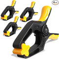 6 inch Spring Clamps Heavy Duty - 4 Pack Large Plastic Clamps for Woodworking, Crafts, Backdrop and Pool Cover with 3 inch Mouth Opening - Rust Free Spring Clips with Non-Detachable Jaw Pads