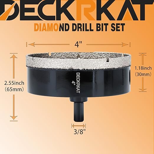 4 inch Diamond Hole-Saw Bits with Pilot Drill Bit -4" Diamond Tipped Tile Hole Saws with Guiding Bit Accurate Drilling for Porcelain Tile Ceramic Pottery Granite Stone Glass Bottles 102mm.
