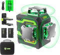 LG-3D Laser Level Self Leveling 3x360°, 3D Green Beam Cross Line Laser for Construction and Picture Hanging, 2 Rechargeable Batteries (20 Hrs), Magnetic Liftable Stand Included, Green