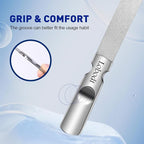 Stainless Steel Nail File with Anti-Slip Handle and Leather Case, Double Sided and Files Nails Easily for Men and Woman,Great for Home Salon or Travel Use (2 PCS Metal)