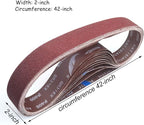 2 x 42 Inch Aluminum Oxide Sanding Belts, 2 Each of 40/80/120/150/240/400 Assorted Grits Abrasive Belts for Belt Sander, 12-Pack