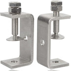 Heavy Duty Stainless Steel C Clamps 2 1/2 Inch for WoodWorking, Small U Clamps for Mounting, Mini Desk Clamps with Stable Wide Jaw Opening & Protective Pads/I-Beam Design (2pcs)