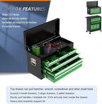 8-Drawer High Capacity Rolling Tool Chest with Wheels, Big Tool Storage Removable Tool Box Combo, Tool Storage Cabinet with Lockable Drawers, Toolbox for Workshop (Black&Green)