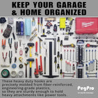 PegPro® 2" Hooks Kit for Standard “Wood Fiber” pegboard – Durable Plastic Pegboard Hooks - for Garage, Kitchen, Craft Room, and More (2" Hook - 24 Pack, Blue)