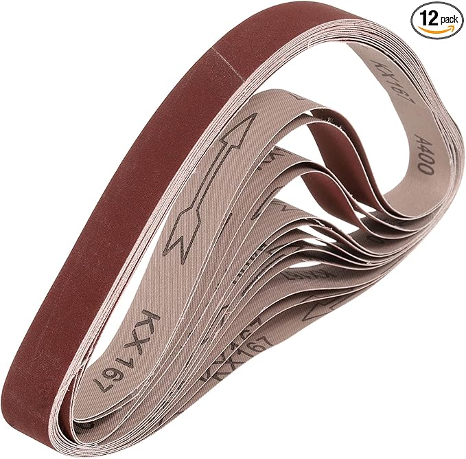 HARFINGTON 1 x 42 Inch Sanding Belts, 12 Pcs 400 Grits Aluminum Oxide Abrasive Belt Sander File Belt for Woodworking, Metal Polishing, Knife Sharpener