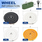 10Pcs 4'' Buffing Polishing Wheel with 1/4‘’ Drill Shank， Include 1/2" Arbor Hole 2 Yellow Cotton/2 White Cotton Polish Wheels/1 Soft Flannel Buffing Wheel/1 Denim Wheel &3 Polishing Compound