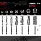 ASNOMY 7Pcs Wire Bore Brush for Drill,5/16"-1” Stainless Steel Copper Pipe Cleaner Set for Power Drill Cleaning,Abrasive Drill Wire Brush with 1/4" Hex Shank
