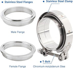 LokoCar 4.0 Inch V Band Clamp with Flange Male Female Stainless Steel 2Pcs